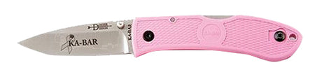 Ka-Bar 4062PK Dozier Hunter 3" Folding Drop Point Plain AUS-8A SS Blade Pink Zytel Handle Includes Pocket Clip