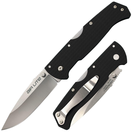 Cold Steel CS26WD Air Lite 3.50" Folding Drop Point Plain AUS-10A SS Blade/Black G10 Handle Includes Pocket Clip